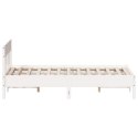 Rama łóżka z wezgłowiem, biała, 150x200 cm, lite drewno sosnowe