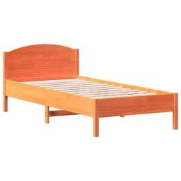 Rama łóżka z wezgłowiem, woskowy brąz, 100x200 cm, sosnowa