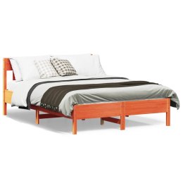 Rama łóżka z wezgłowiem, woskowy brąz, 135x190 cm, sosnowa