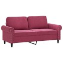 Sofa 2-osobowa, winna czerwień, 140 cm, tapicerowana aksamitem