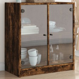 Szafka ze szklanymi drzwiami, przydymiony dąb, 68x37x75,5 cm