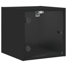 Szafka nocna ze szklanymi drzwiami, czarna, 35x37x35 cm