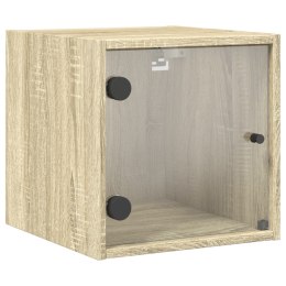 Szafka nocna ze szklanymi drzwiami, dąb sonoma, 35x37x35 cm