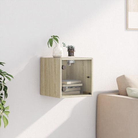 Szafka nocna ze szklanymi drzwiami, dąb sonoma, 35x37x35 cm