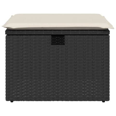 Stołek ogrodowy z poduszką, czarny, 55x55x37 cm, polirattan