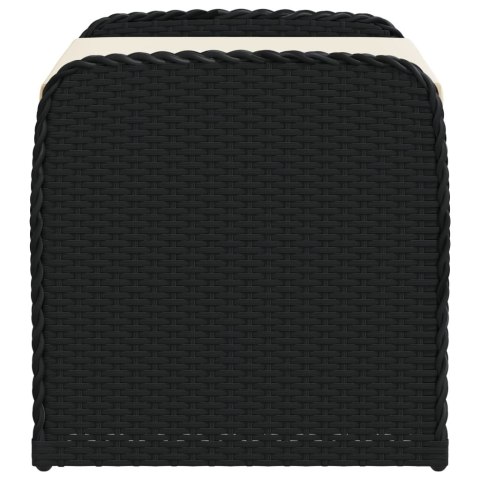 Ławka ze schowkiem i poduszką, czarna, 80x51x52 cm, polirattan