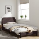 Rama łóżka z zagłówkiem, ciemnobrązowa 90x190 cm obita tkaniną