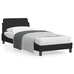 Rama łóżka z zagłówkiem, czarna, 80x200 cm, aksamitna
