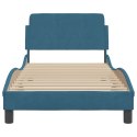 Rama łóżka z zagłówkiem, niebieska, 80x200 cm, aksamitna