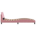 Rama łóżka z zagłówkiem, różowa, 90x190 cm, aksamitna
