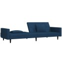 2-osobowa kanapa, 2 poduszki, niebieska, aksamitna