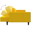 2-osobowa kanapa, 2 poduszki, żółta, aksamitna