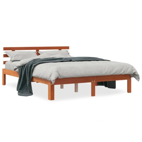 Rama łóżka z wezgłowiem, woskowy brąz, 140x200 cm, sosnowa