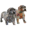 Figurka Dekoracyjna Home ESPRIT Wielokolorowy Pies Śródziemnomorski 21 x 6 x 12 cm (2 Sztuk)
