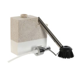 Szczotka Gąbka z uchwytem i dozownikiem mydła Home ESPRIT Biały Beżowy Szary 11 x 9,3 x 16,6 cm (2 Sztuk)