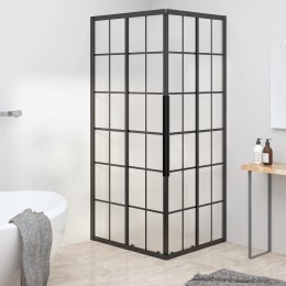 Kabina prysznicowa, mrożone szkło ESG, 90x70x180 cm, czarna