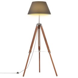Lampa podłogowa na trójnogu, brązowo-czarna, tek, 141 cm