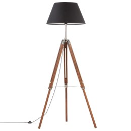 Lampa podłogowa na trójnogu, brązowo-czarna, tek, 141 cm