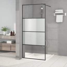Ścianka prysznicowa, czarna, 90x195 cm, półmrożone szkło ESG