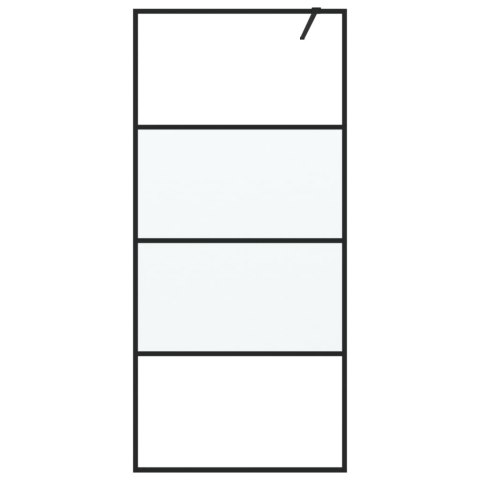 Ścianka prysznicowa, czarna, 90x195 cm, półmrożone szkło ESG