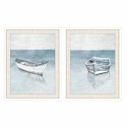 Obraz DKD Home Decor 55 x 2,5 x 70 cm Barco Śródziemnomorski (2 Sztuk)