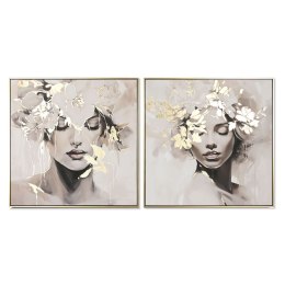 Obraz Home ESPRIT Kvety 82,3 x 4,5 x 82,3 cm (2 Sztuk)