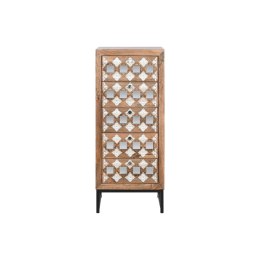 Komoda Home ESPRIT Brązowy Czarny Srebrzysty Drewno mango Lustro Indianin 45 x 35 x 105 cm