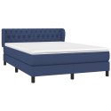 Łóżko kontynentalne z materacem, niebieskie, tkanina 140x200 cm
