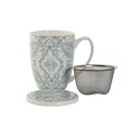 Filiżanka z Filtrem Home ESPRIT Niebieski Beżowy Stal nierdzewna Porcelana 380 ml (2 Sztuk)