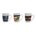 Filiżanka z Filtrem Home ESPRIT Niebieski Kolor Zielony Stal nierdzewna Porcelana Tropikalny 380 ml (3 Sztuk)