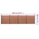 Zestaw paneli ogrodzeniowych, brązowy, 699x186 cm, WPC