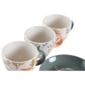 Zestaw filiżanek i talerzyków DKD Home Decor Niebieski Szary Wielokolorowy Jasnoróżowy Porcelana 90 ml 11 x 11 x 2 cm (3 Sztuk)