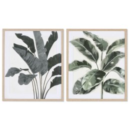 Obraz Home ESPRIT Liść roślin Skandynawski 52,8 x 2,5 x 62,8 cm (2 Sztuk)