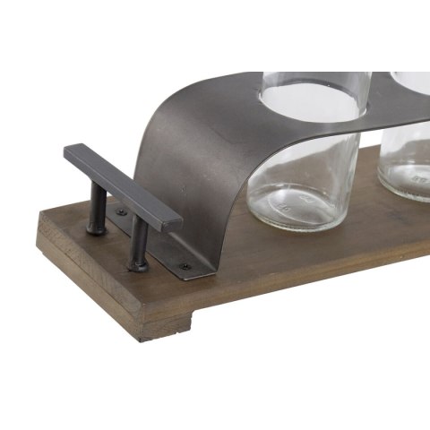 Wazon DKD Home Decor Brązowy Czarny Metal Szkło 45 x 11 x 22 cm (3 Części)