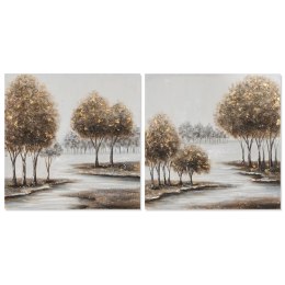 Obraz Home ESPRIT Drzewa Cottage 80 x 3 x 80 cm (2 Sztuk)