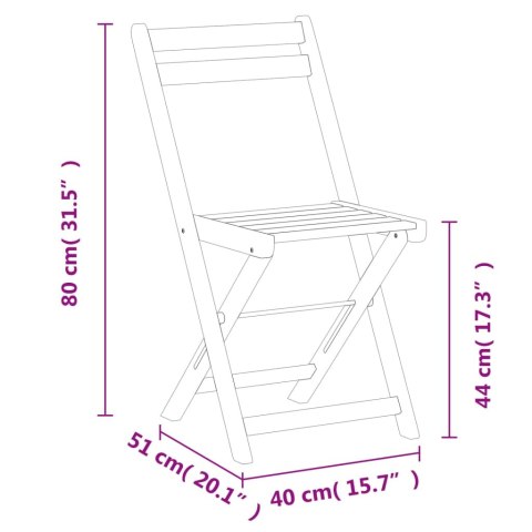 Składane krzesła bistro, 8 szt., lite drewno akacjowe