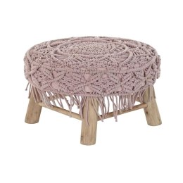 Ergonomiczny DKD Home Decor 48 x 48 x 30 cm Naturalny Drewno Brązowy Jasnoróżowy Makrama Boho