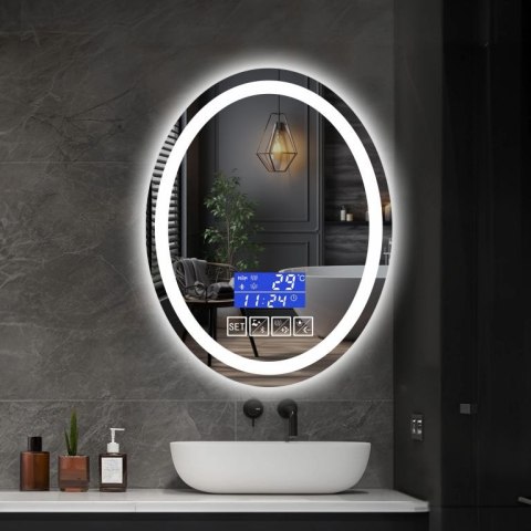 IREDA Lustro łazienkowe z oświetleniem, 80x60cm, głośnik