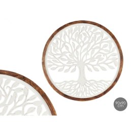 Dekoracja ścienna Biały Brązowy Drewno mango Drzewko życia 90 x 90 x 3 cm