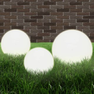 Lampy zewnętrzne LED, 3 szt., kule 20/30/40 cm, PMMA