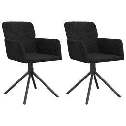 Obrotowe krzesła stołowe, 2 szt., czarne, aksamitne