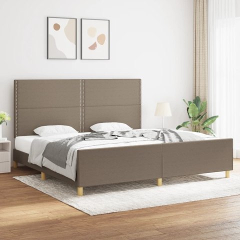 Rama łóżka z zagłówkiem, kolor taupe, 200x200 cm, obita tkaniną