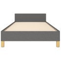 Rama łóżka z zagłówkiem, ciemnoszara, 90x190 cm, obita tkaniną