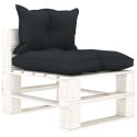 Ogrodowa sofa 4-osobowa z palet, antracytowe poduszki, drewno