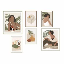 Zestaw 6 obrazów DKD Home Decor Kobiety (30 x 2 x 40 cm)