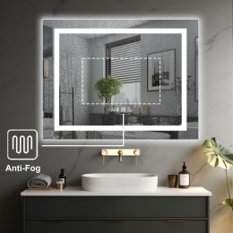 IREDA Lustro łazienkowe z oświetleniem LED, 90 x 70 cm
