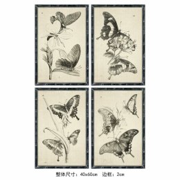 Obraz DKD Home Decor 40 x 2,8 x 60 cm 40 x 60 x 2.8 cm Motyle Cottage (4 Części)