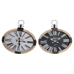 Zegar Ścienny DKD Home Decor RE-180395 Owalne 58 x 6,5 x 58 cm Czarny Beżowy Żelazo Drewno MDF (2 Sztuk)