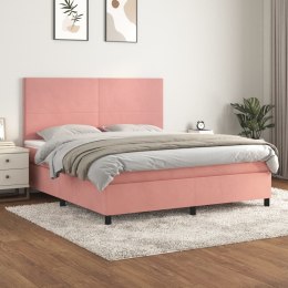 Łóżko kontynentalne z materacem, różowe, 180x200 cm, aksamit