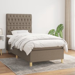 Łóżko kontynentalne z materacem, taupe, tkanina, 90x190 cm